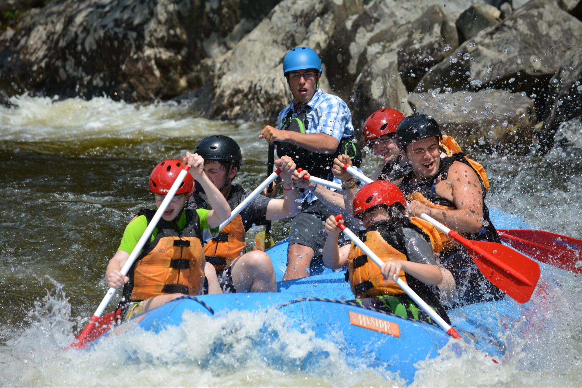 Campers and counselors White water rafting